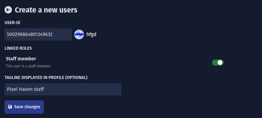 Screenshot showing the user management interface